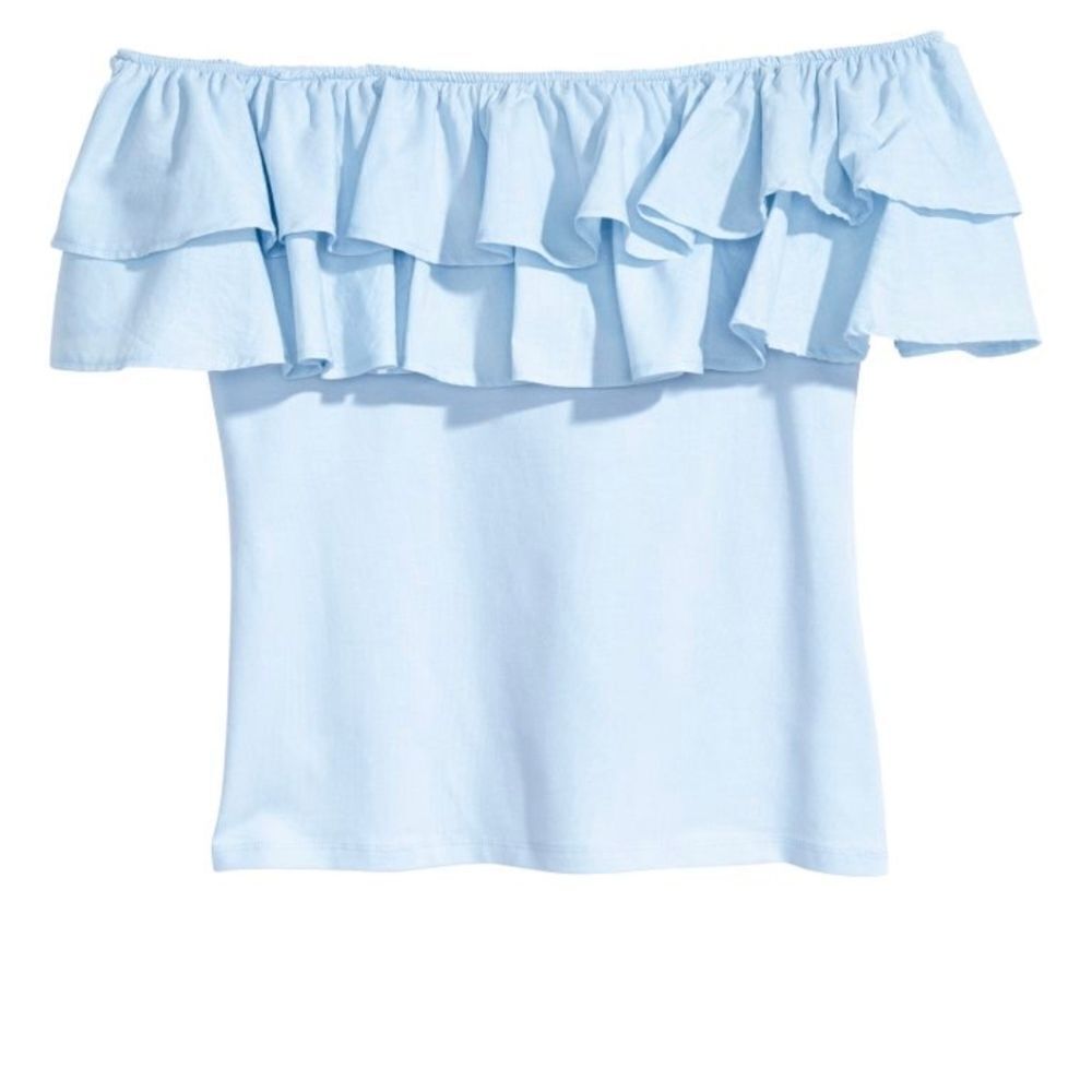 H&M Off the shoulder ruffle top blouse Large @c